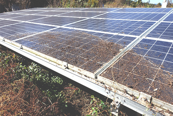 太陽光パネルの汚れがひどくて発電してるか分からない！
